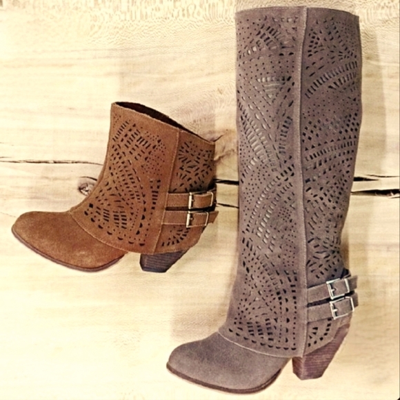 New $164 NAUGHTY MONKEY FAST TIMES LASER CUT PERFORATED LEATHER SLOUCH BOOTS 7.5 - Picture 2 of 9